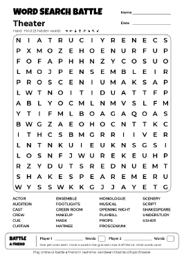 Printable Theater Word Search