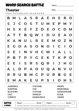Printable Theater Word Search