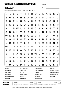 Printable Titanic Word Search