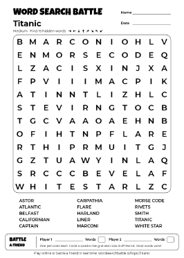 Printable Titanic Word Search