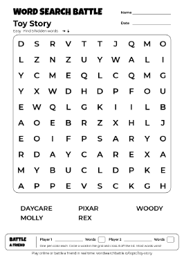Printable Toy Story Word Search