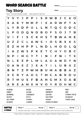 Printable Toy Story Word Search