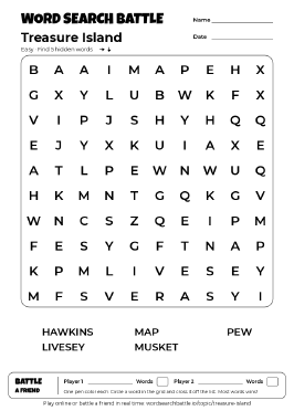 Printable Treasure Island Word Search