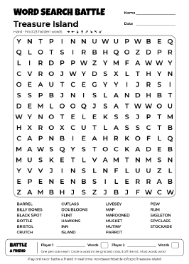 Printable Treasure Island Word Search