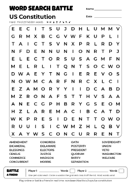 Printable US Constitution Word Search