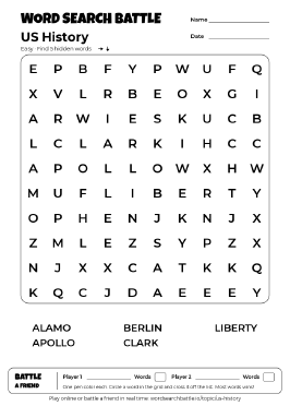 Printable US History Word Search