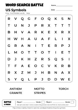 Printable US Symbols Word Search