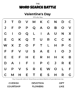 Printable Easy Valentine's Day Word Search