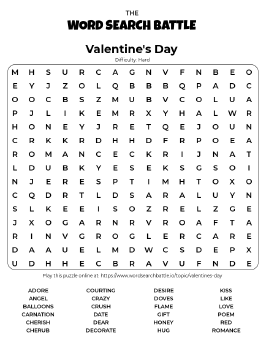 Printable Valentine's Day Word Search