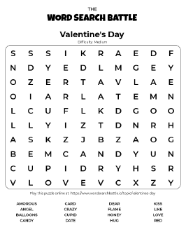 Printable Valentine's Day Word Search