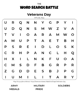 Printable Veterans Day Word Search