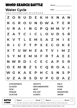 Printable Medium Water Cycle Word Search