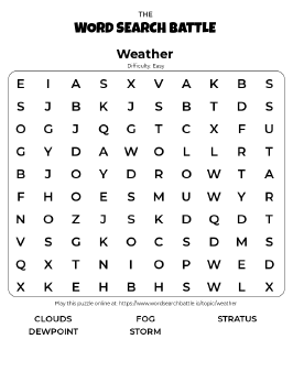 Printable Weather Word Search