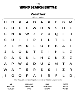 Printable Weather Word Search