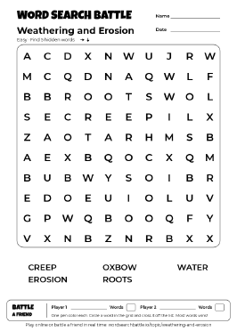 Printable Weathering and Erosion Word Search