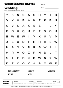 Printable Wedding Word Search