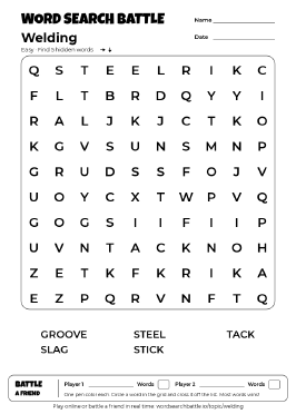 Printable Welding Word Search