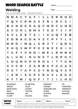 Printable Welding Word Search