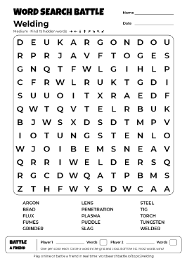 Printable Welding Word Search