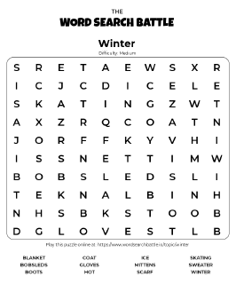 Printable Winter Word Search Preview