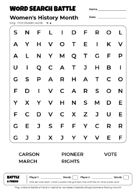 Printable Women's History Month Word Search