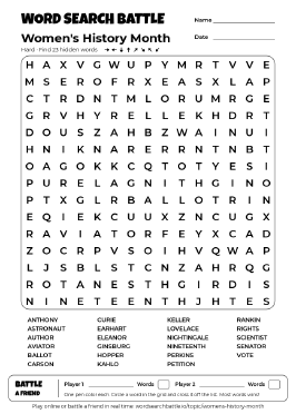 Printable Women's History Month Word Search