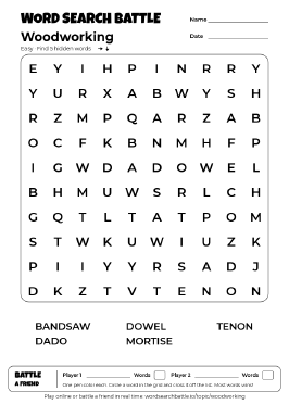Printable Easy Woodworking Word Search