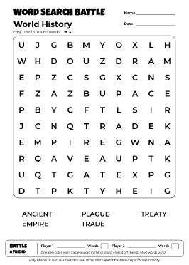 Printable World History Word Search