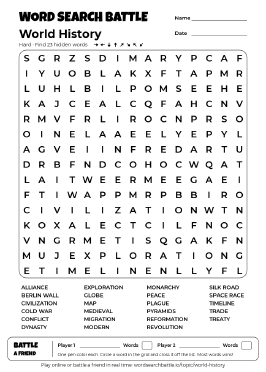 Printable World History Word Search
