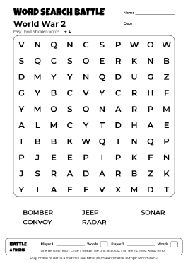 Printable Easy World War 2 Word Search