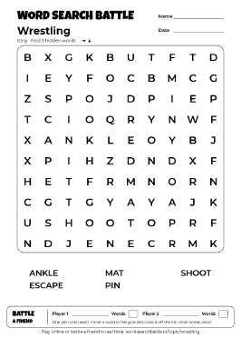 Printable Wrestling Word Search