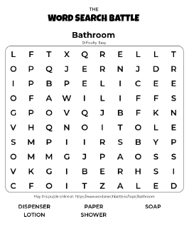 Printable Easy Bathroom Word Search