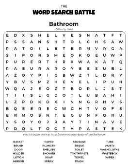 Printable Hard Bathroom Word Search