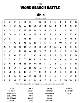 Printable Hard Bible Word Search