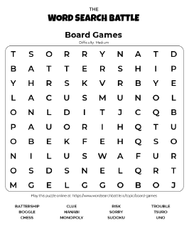 Printable Board Games Word Search Printable Board Games Word Search