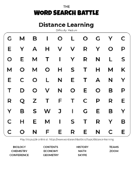 Printable Distance Learning Word Search