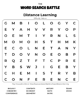 Printable Distance Learning Word Search Printable Distance Learning Word Search