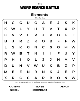 Printable Easy Elements Word Search
