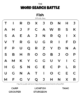 Printable Easy Fish Word Search