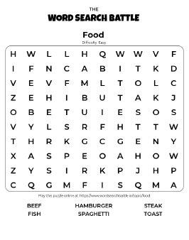Printable Easy Food Word Search