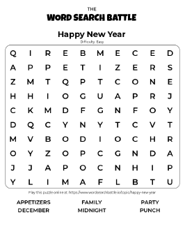Printable Easy Happy New Year Word Search