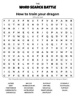Printable Hard How To Train Your Dragon Word Search