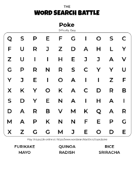 Printable Easy Poke Word Search