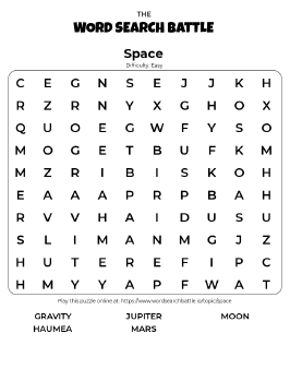 Printable Easy Space Word Search