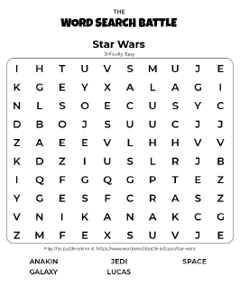 Printable Easy Star Wars Word Search